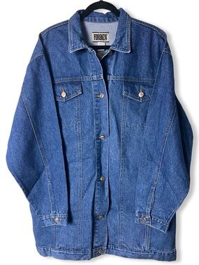 Vtg Forenza Women’s Oversized Denim Chore Jacket Medium Wash 90s Sz. L